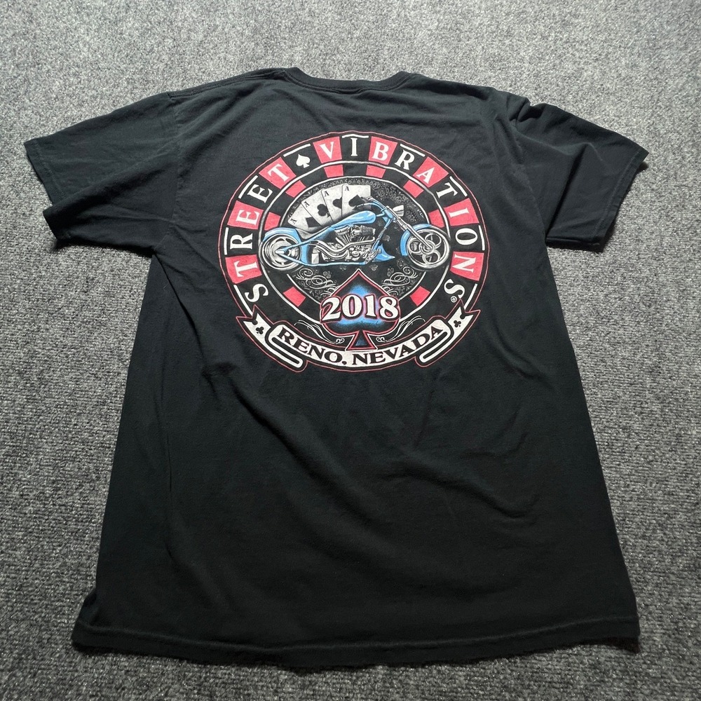 Street Vibrations 2018 Reno Nevada Biker Graphic T-Shirt Mens Black XL Chopper